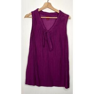 MERONA Purple Sleeveless V Neck Semi Sheer Blouse Size 18